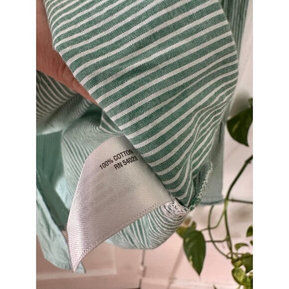 Old Navy size medium green striped button-down shirt - Picture 6 of 8